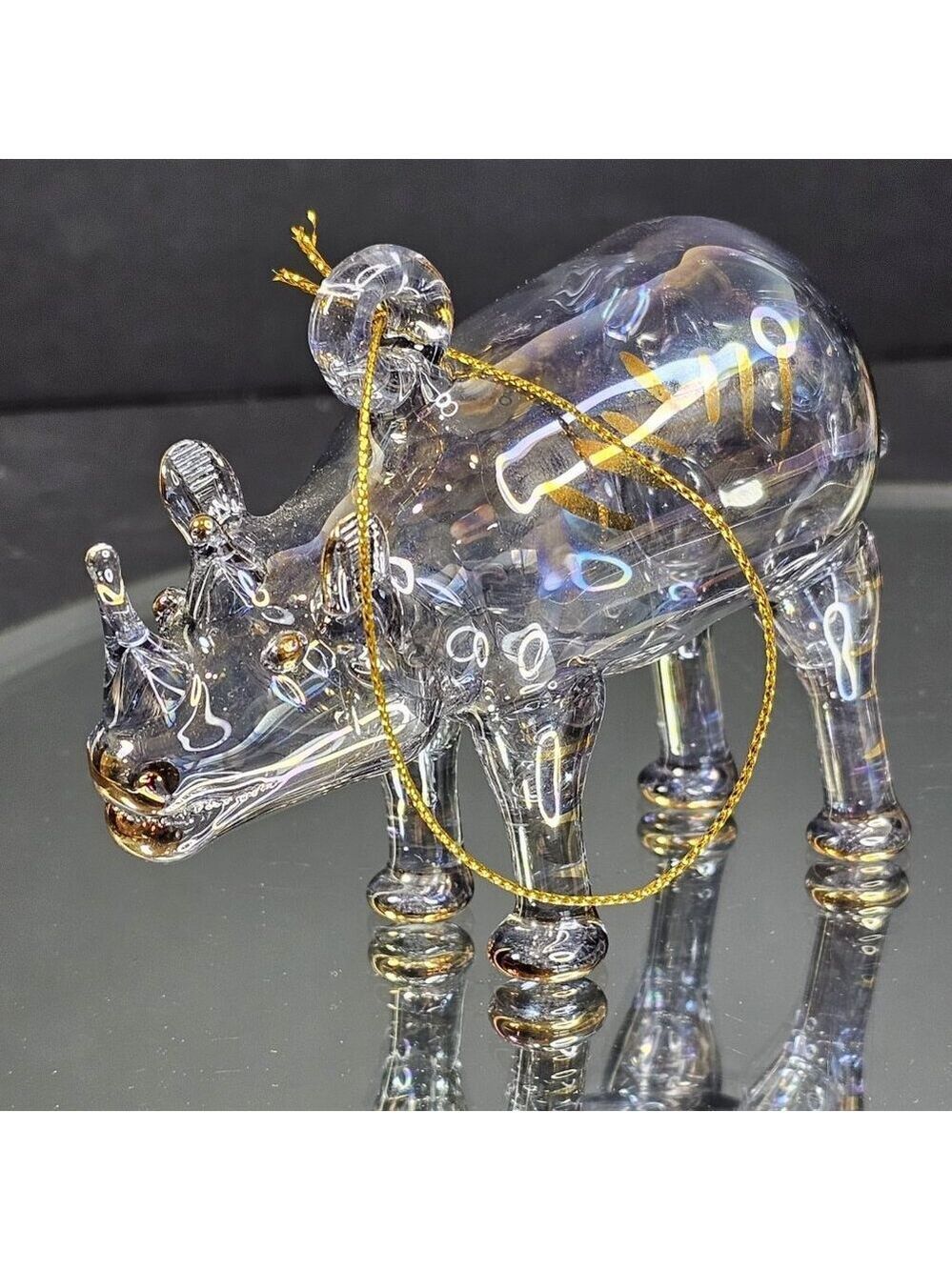 Christmas Ornament Rhino Rhinoceros Figurine Blown Glass Handmade Germany